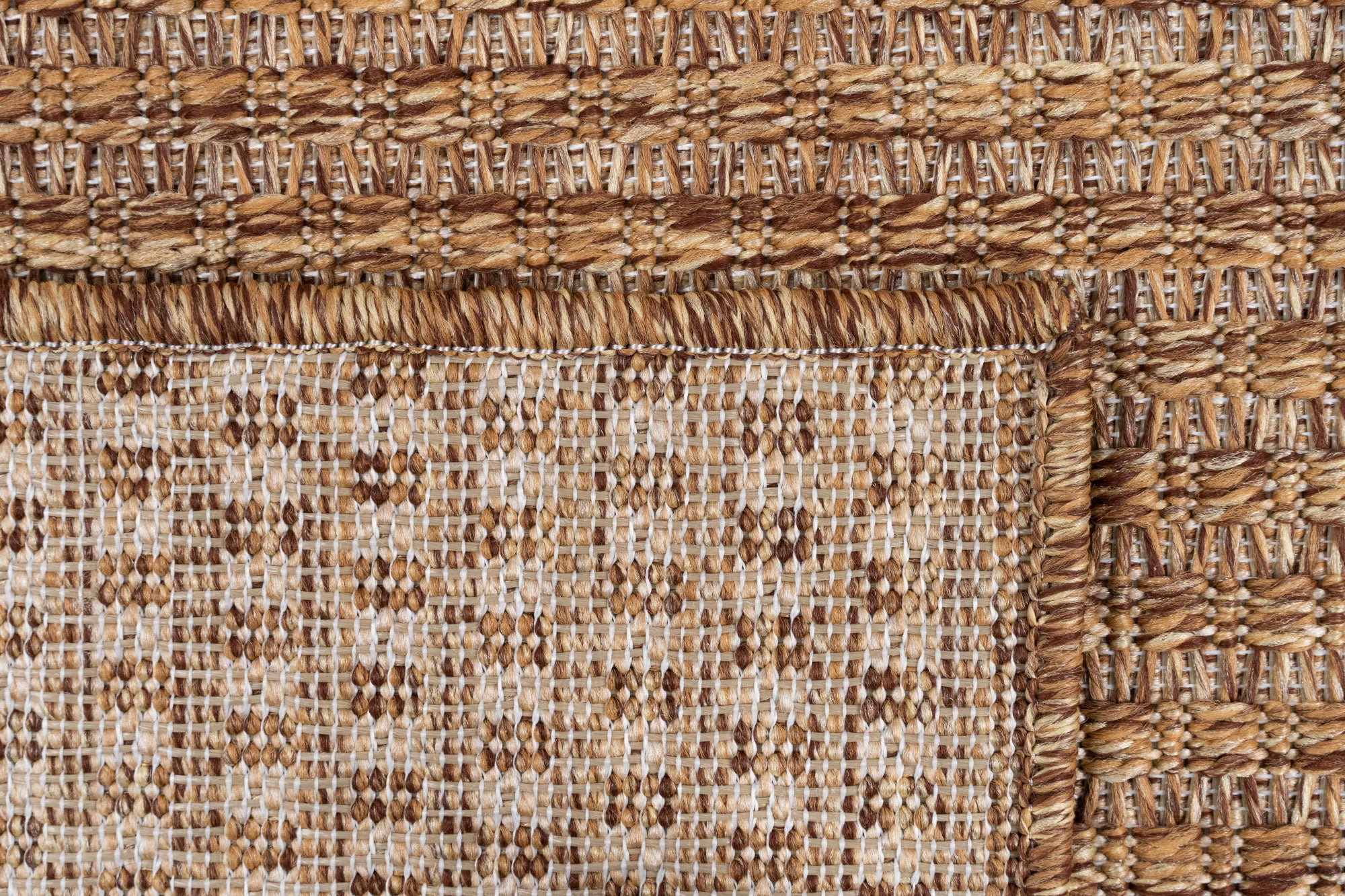 Santorini 112 Kahve Hasır Görünümlü Sisal Kesme Halı