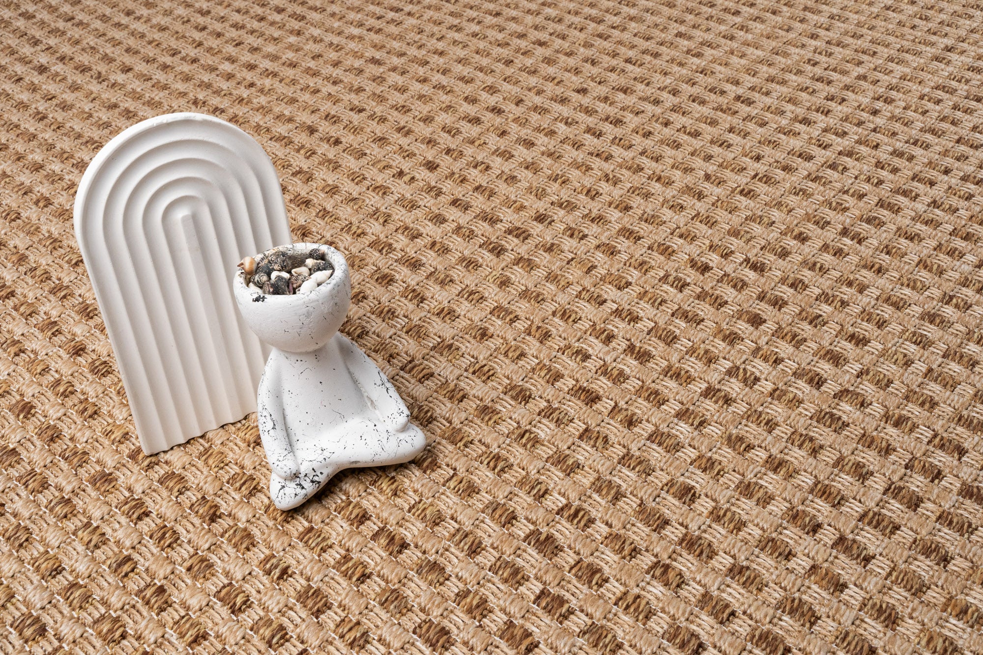 Santorini 113 Kahve Hasır Görünümlü Sisal Kesme Halı