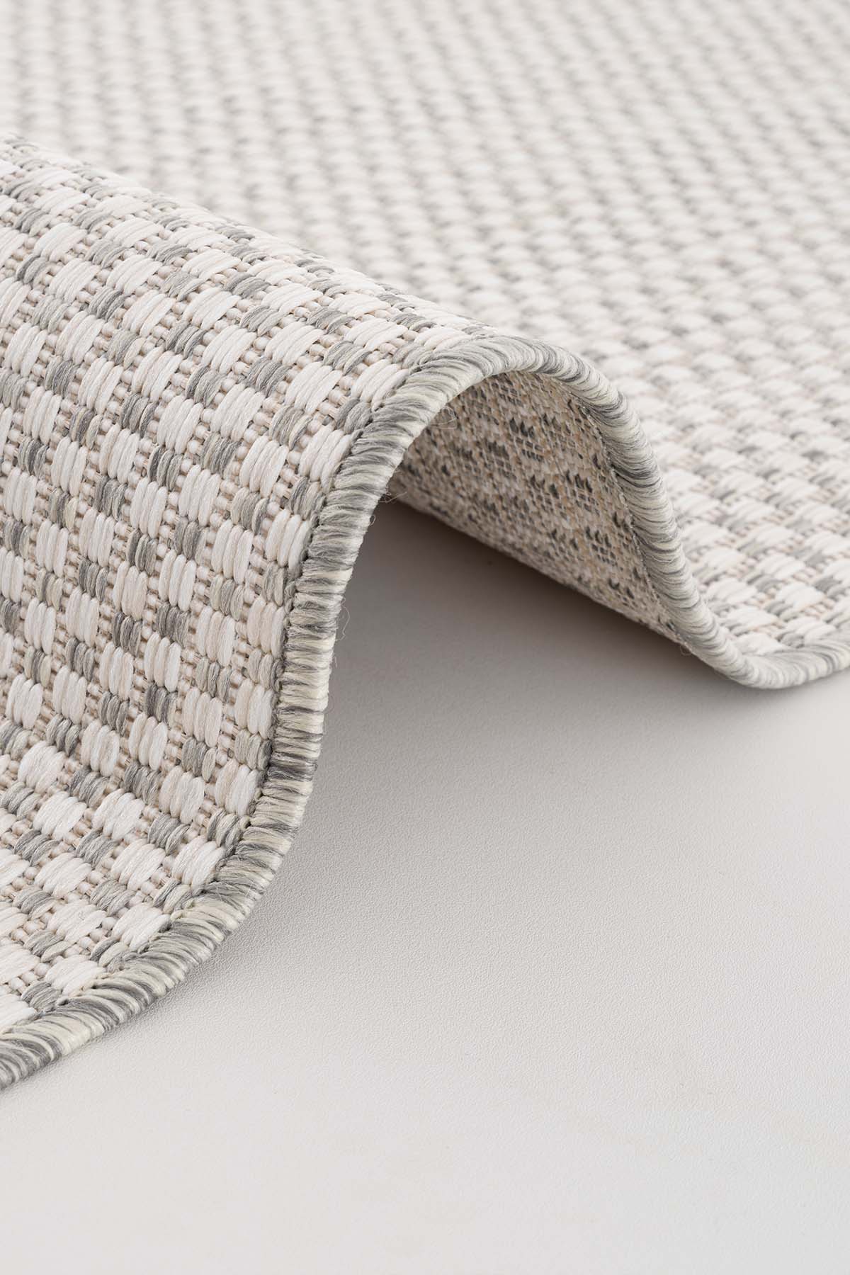 Santorini 121 Ekru Antrasit Hasır Görünümlü Sisal Halı