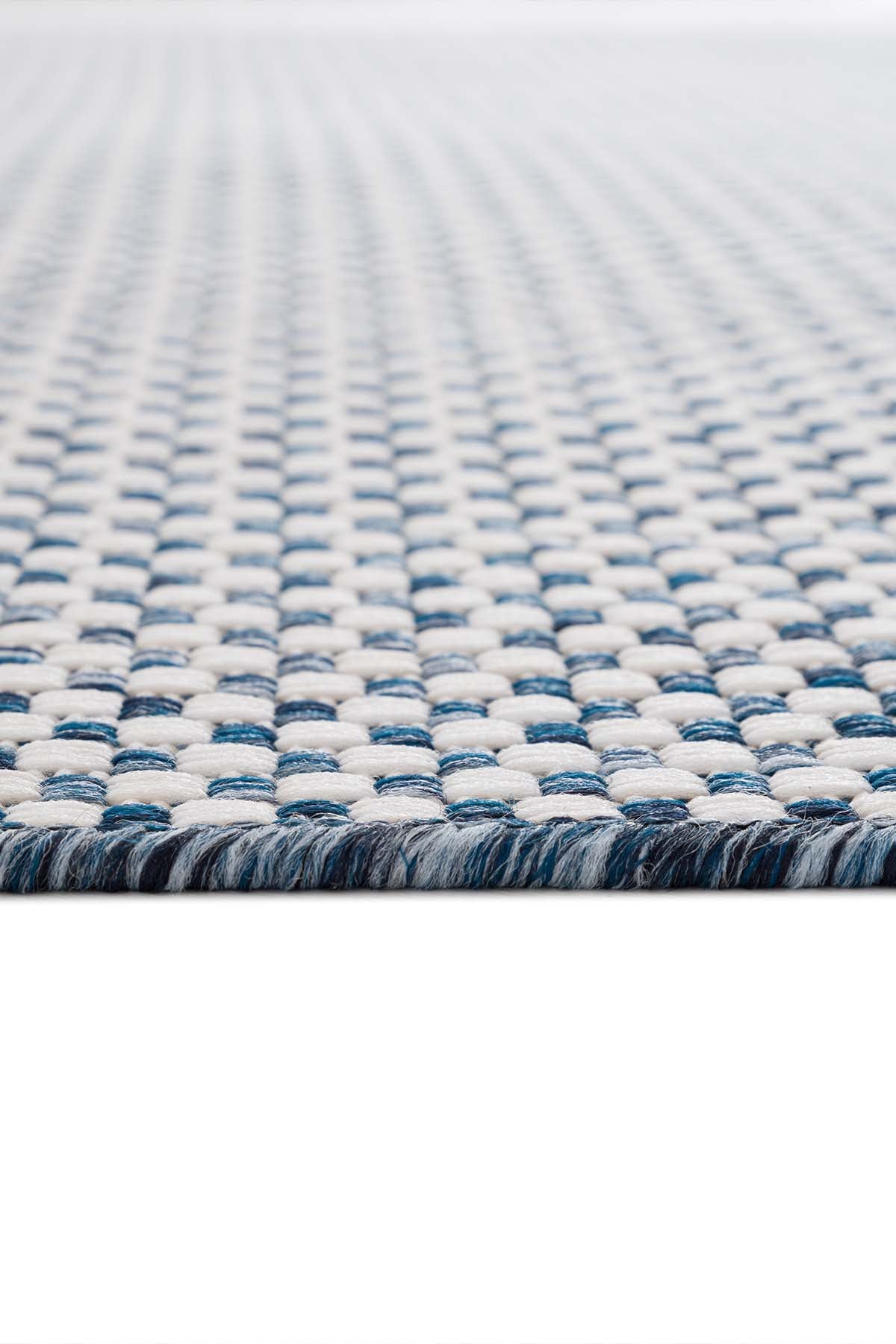 Santorini 121 Ekru Lacivert Hasır Görünümlü Sisal Halı