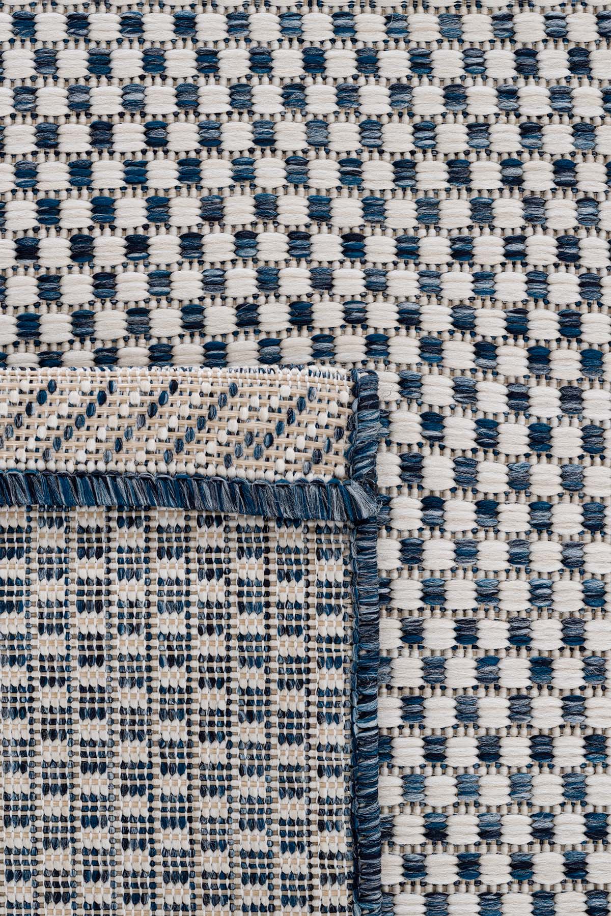 Santorini 121 Ekru Lacivert Hasır Görünümlü Sisal Halı