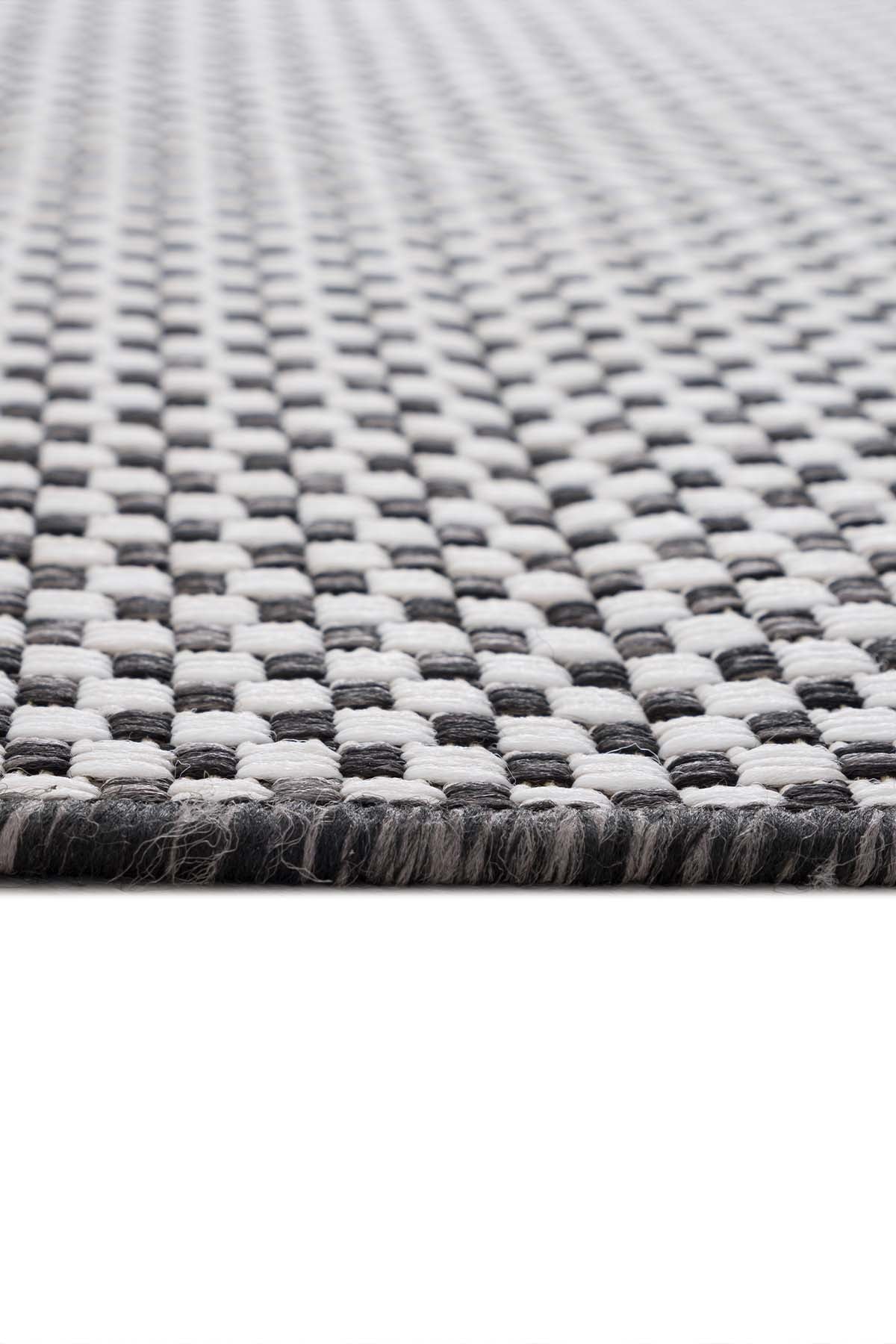 Santorini 121 Ekru siyah Hasır Görünümlü Sisal Halı