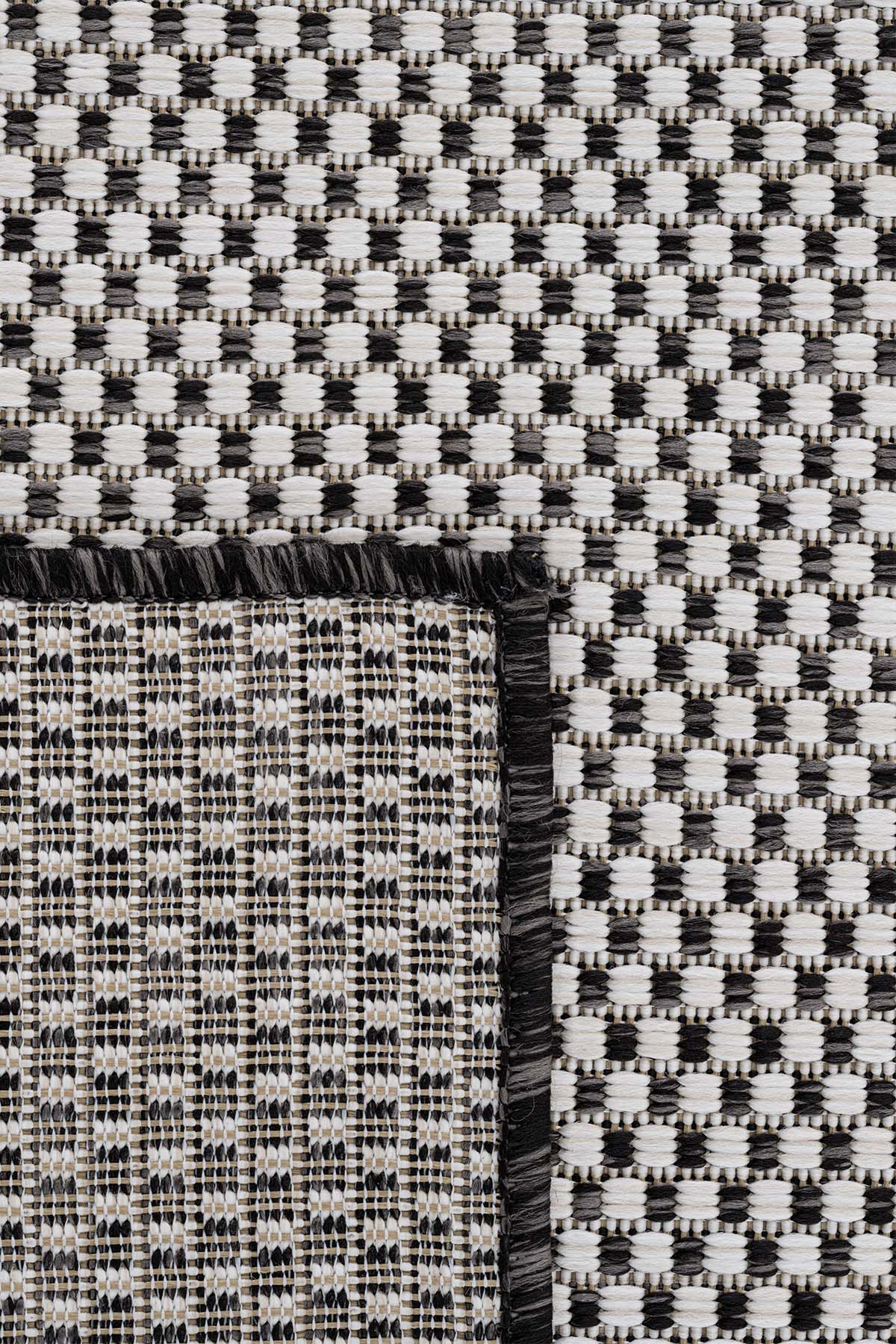 Santorini 121 Ekru siyah Hasır Görünümlü Sisal Halı