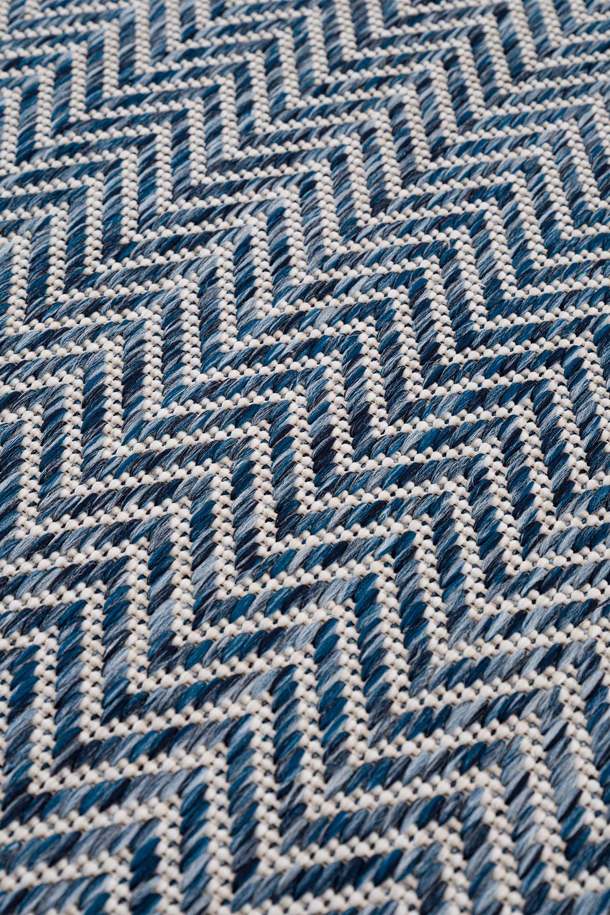 Santorini 122 Ekru Lacivert Hasır Görünümlü Sisal Halı