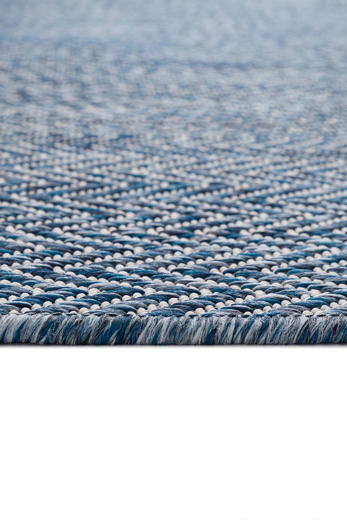 Santorini 122 Ekru Lacivert Hasır Görünümlü Sisal Halı