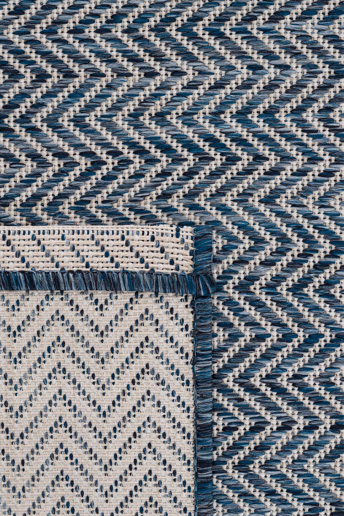 Santorini 122 Ekru Lacivert Hasır Görünümlü Sisal Halı