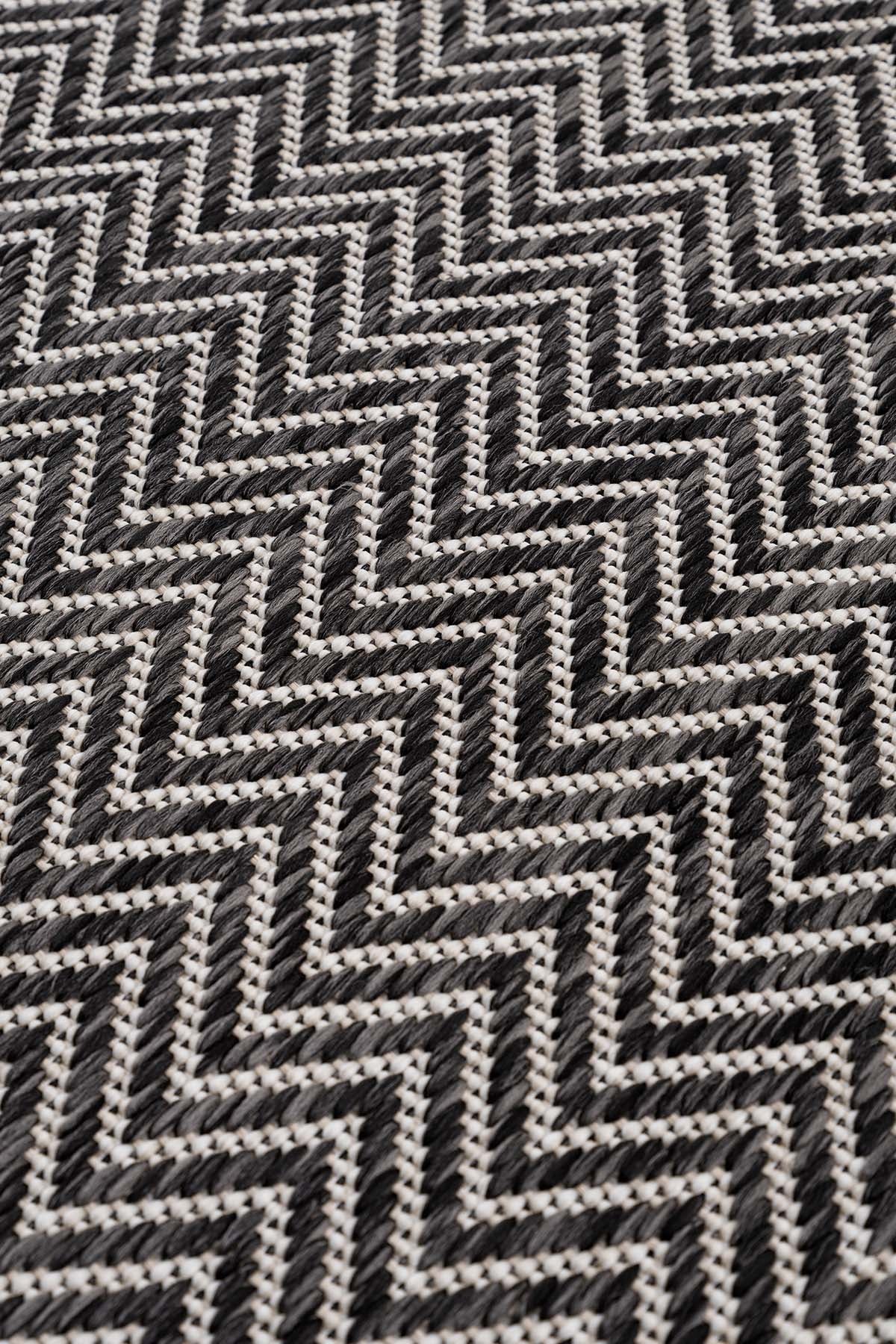 Santorini 122 Ekru Siyah Hasır Görünümlü Sisal Halı