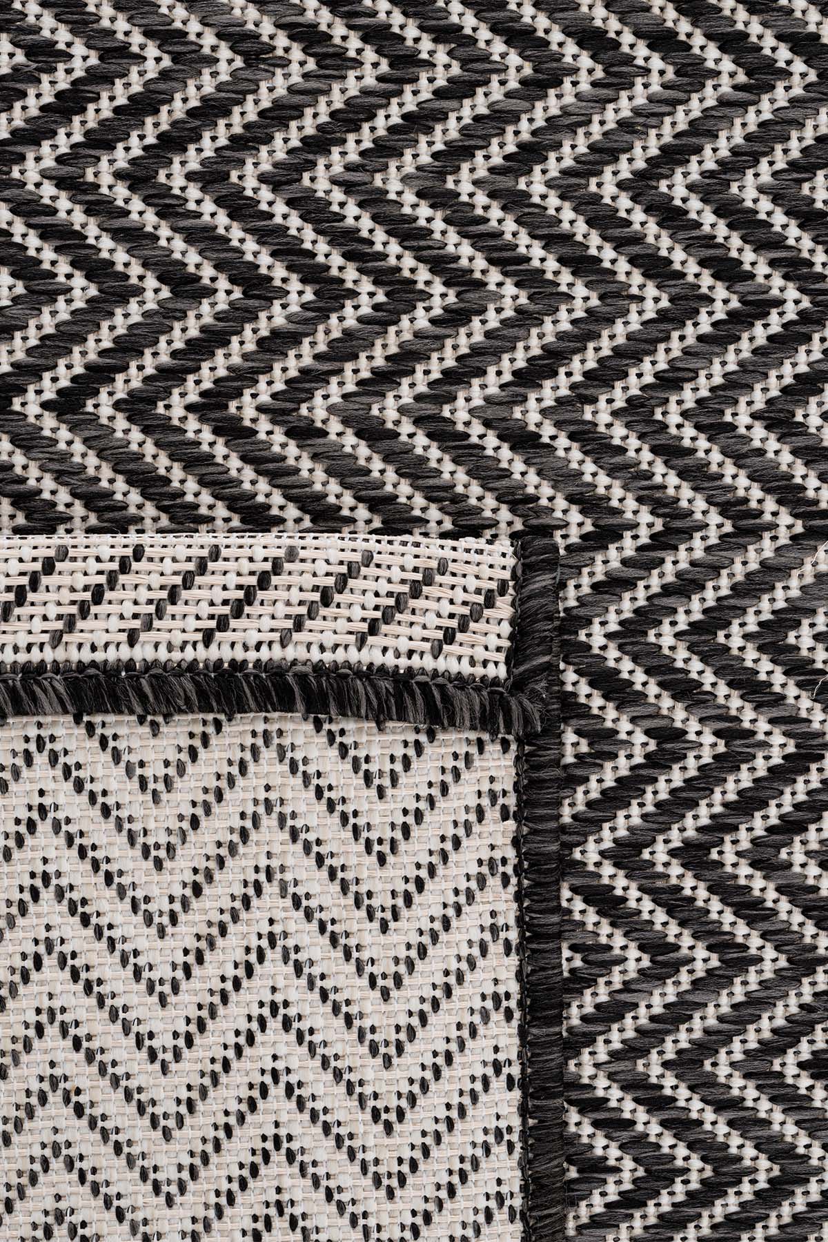 Santorini 122 Ekru Siyah Hasır Görünümlü Sisal Halı