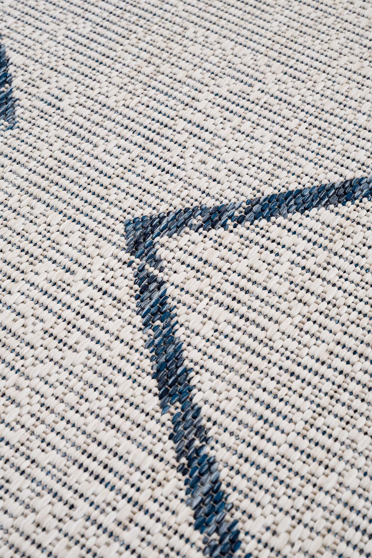 Santorini 123 Ekru Lacivert Hasır Görünümlü Sisal Halı