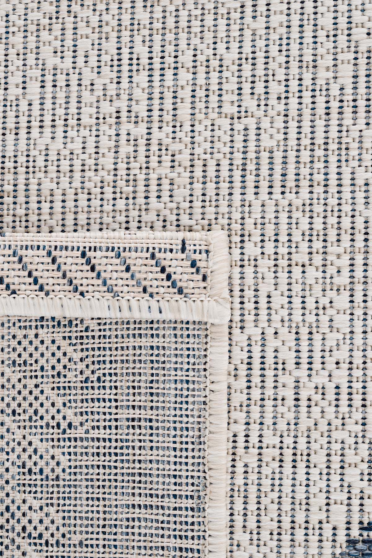 Santorini 123 Ekru Lacivert Hasır Görünümlü Sisal Halı