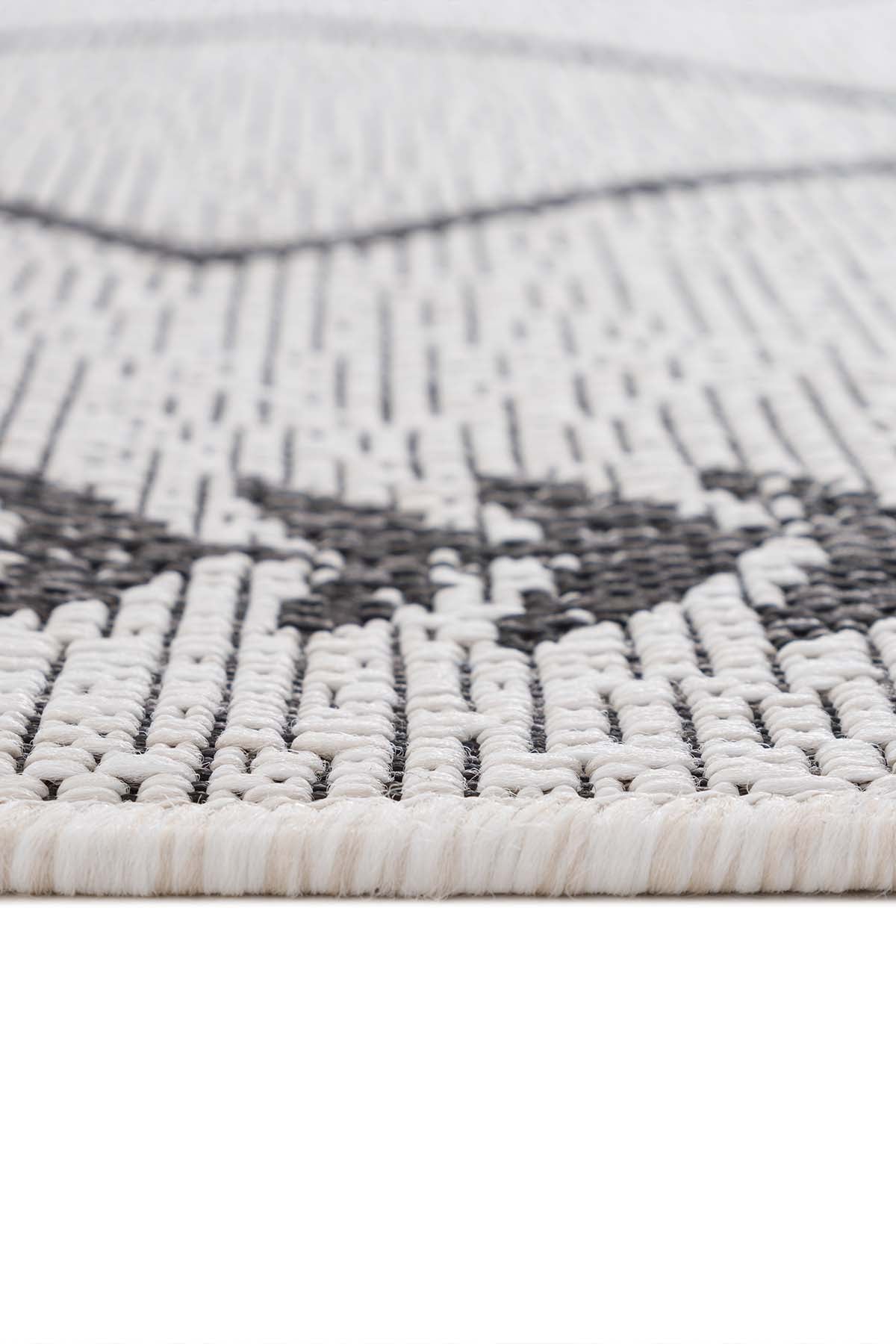 Santorini 123 Ekru Siyah Hasır Görünümlü Sisal Halı