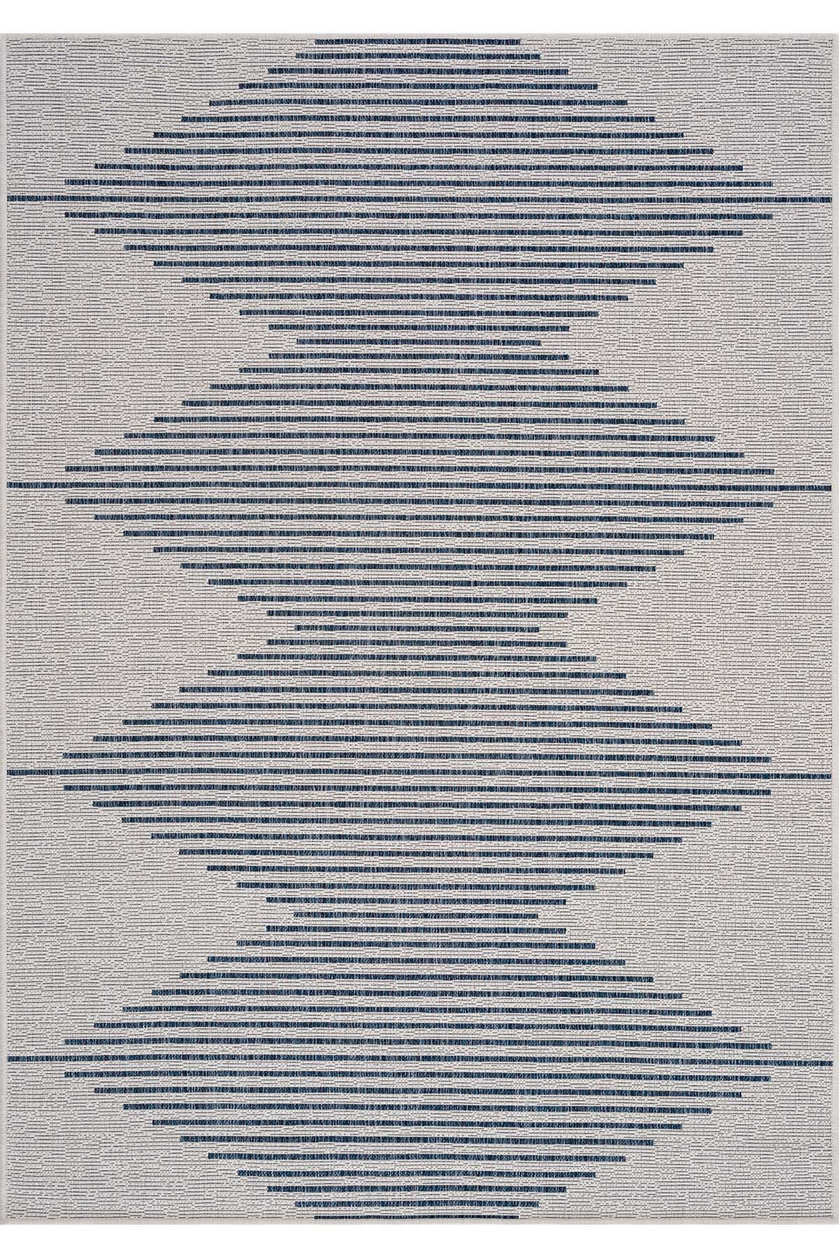 Santorini 124 Ekru Lacivert Hasır Görünümlü Sisal Halı