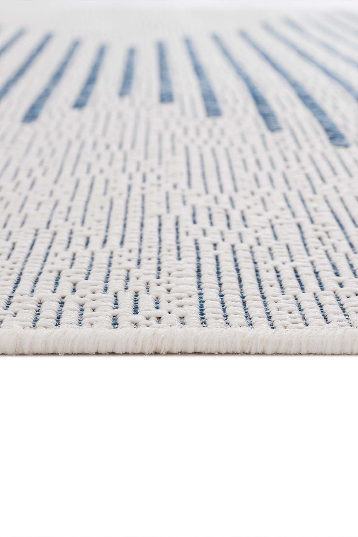 Santorini 124 Ekru Lacivert Hasır Görünümlü Sisal Halı