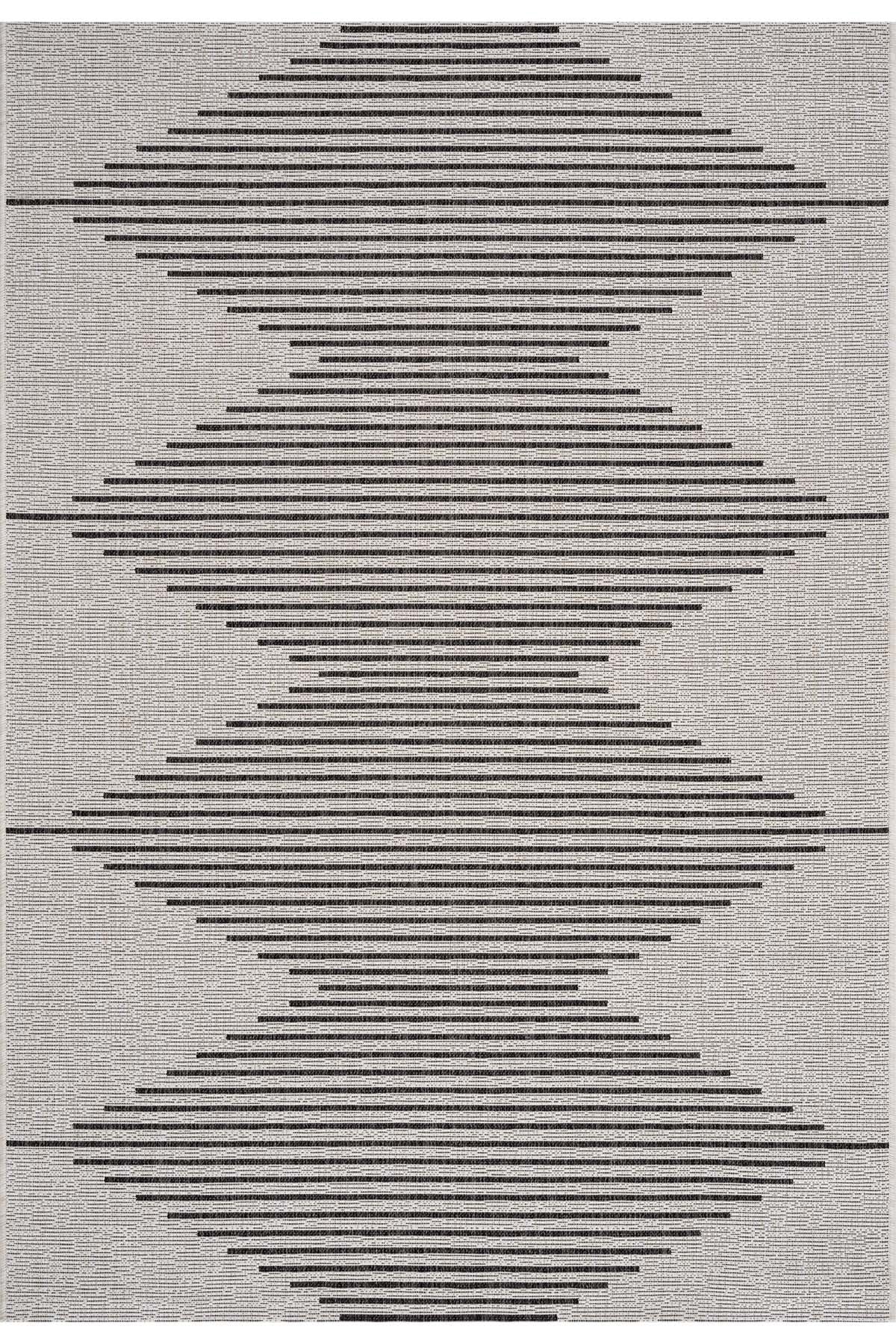 Santorini 124 Ekru Siyah Hasır Görünümlü Sisal Halı