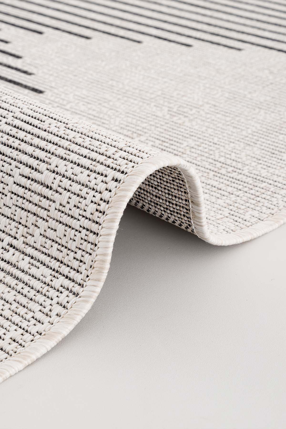 Santorini 124 Ekru Siyah Hasır Görünümlü Sisal Halı