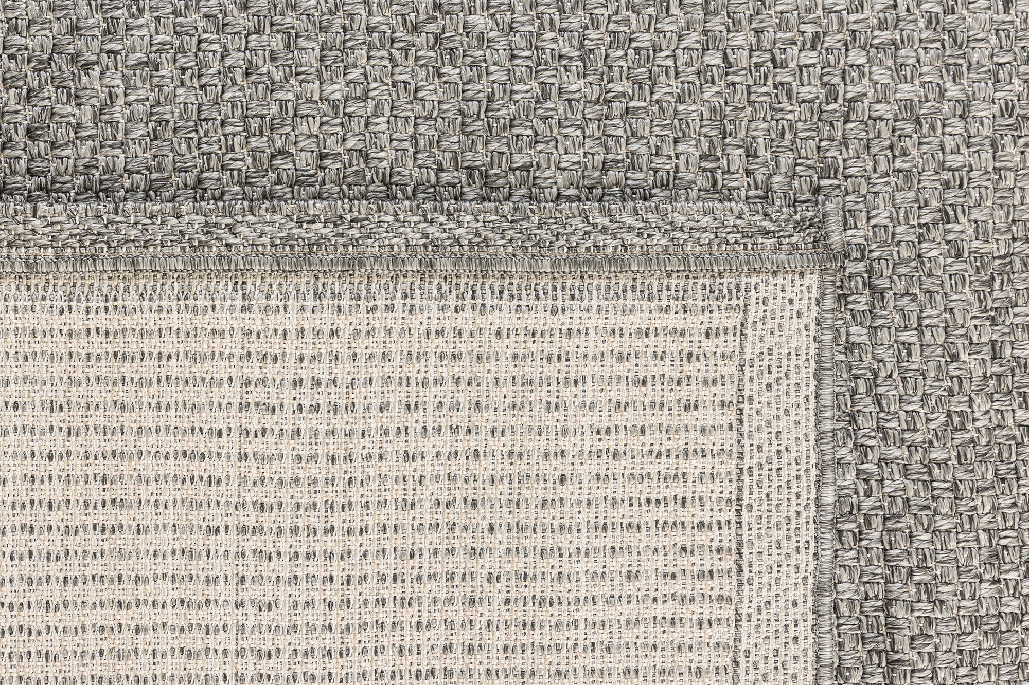 Santorini 115 Antrasit Hasır Görünümlü Uzun Kenarı Bordür Desenli Sisal Halı