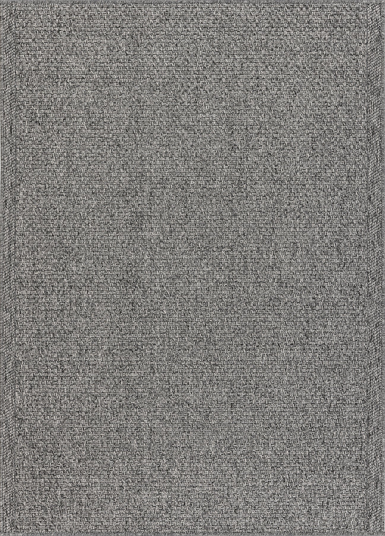 Santorini 115 Antrasit Hasır Görünümlü Uzun Kenarı Bordür Desenli Sisal Halı