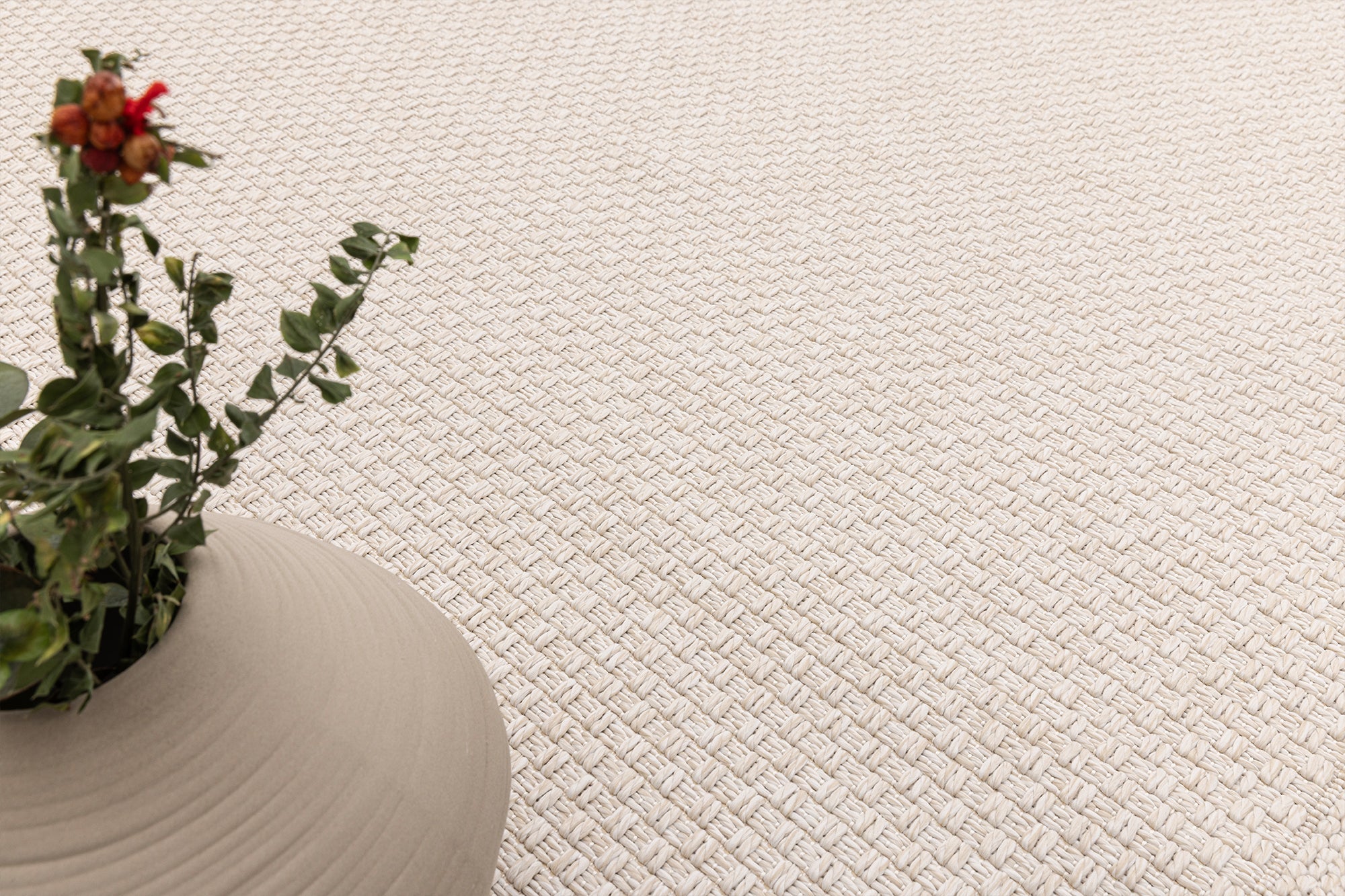 Santorini 115 Krem Hasır Görünümlü Uzun Kenarı Bordür Desenli Sisal Halı