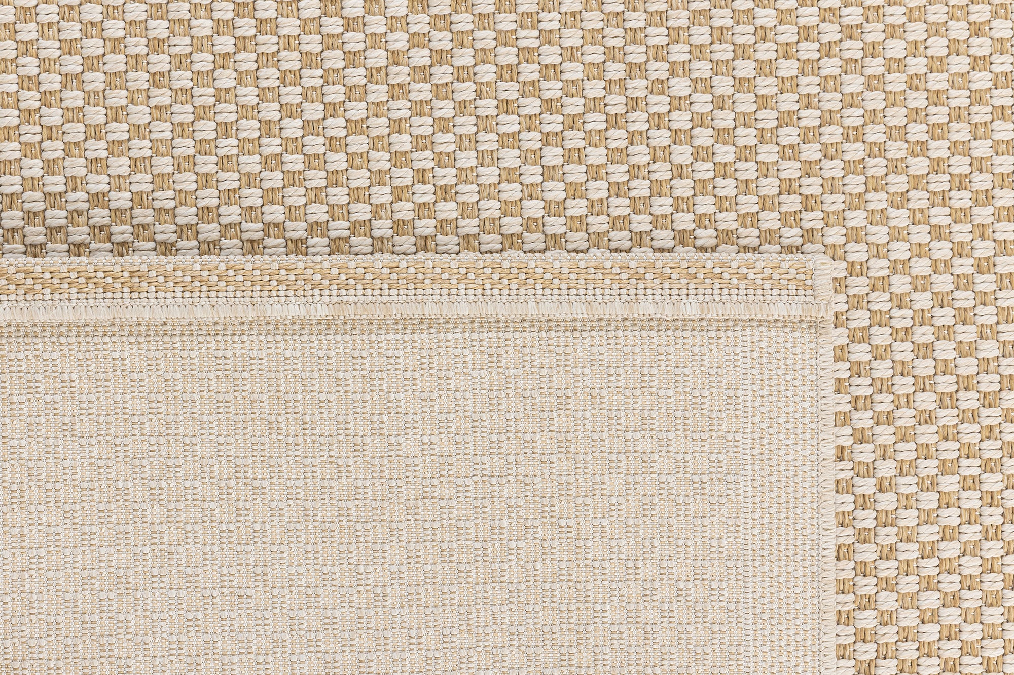 Santorini 119 Krem Kahve Hasır Görünümlü Dört Kenarı Bordür Desenli Sisal Halı