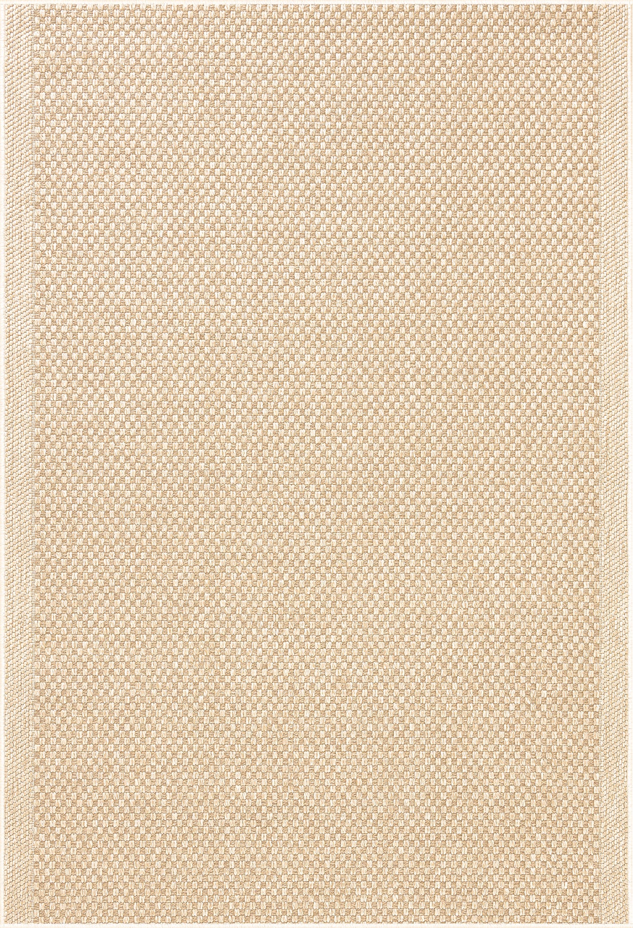 Santorini 115 Krem Kahve Hasır Görünümlü Uzun Kenarı Bordür Desenli Sisal Halı