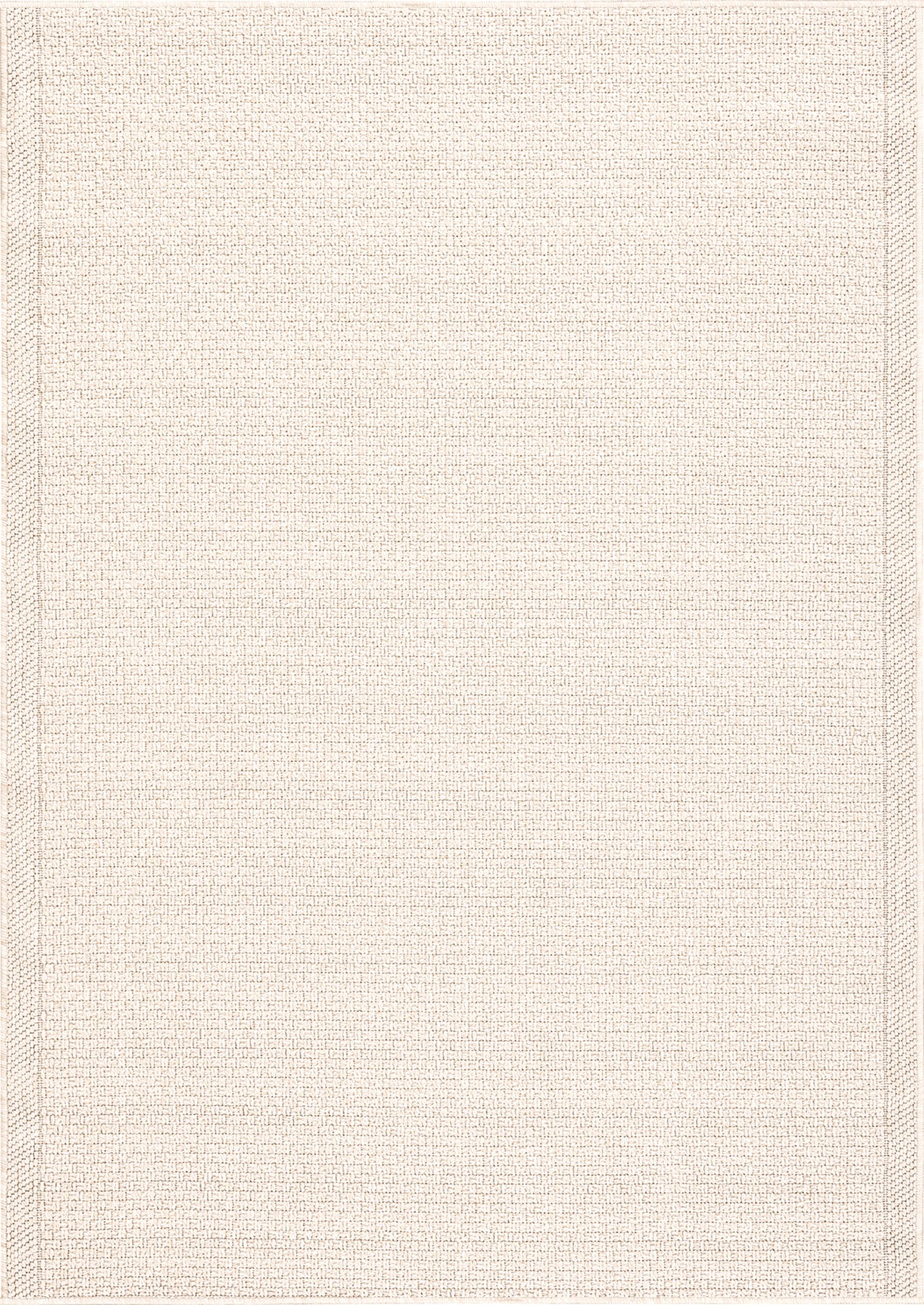 Santorini 115 Krem Hasır Görünümlü Uzun Kenarı Bordür Desenli Sisal Halı