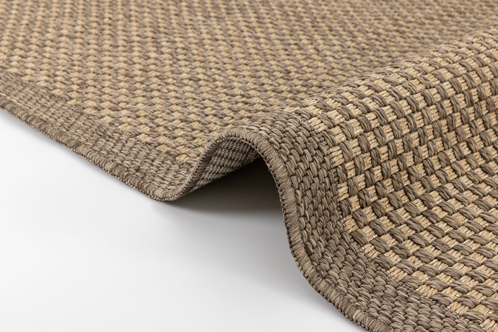 Santorini 115 Vizon Hasır Görünümlü Uzun Kenarı Bordür Desenli Sisal Halı