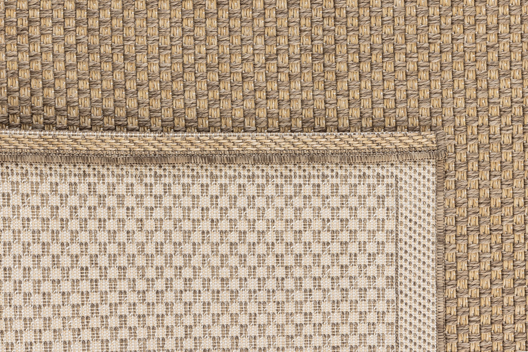 Santorini 115 Vizon Hasır Görünümlü Uzun Kenarı Bordür Desenli Sisal Halı