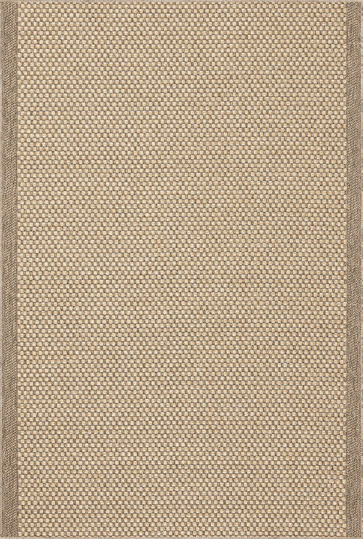 Santorini 115 Vizon Hasır Görünümlü Uzun Kenarı Bordür Desenli Sisal Halı