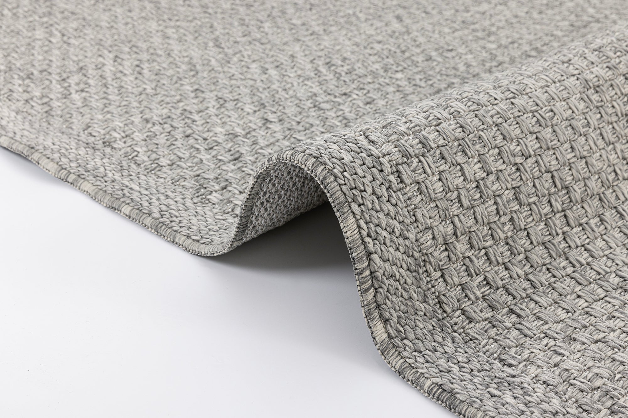 Santorini 115 Gri Hasır Görünümlü Uzun Kenarı Bordür Desenli Sisal Halı