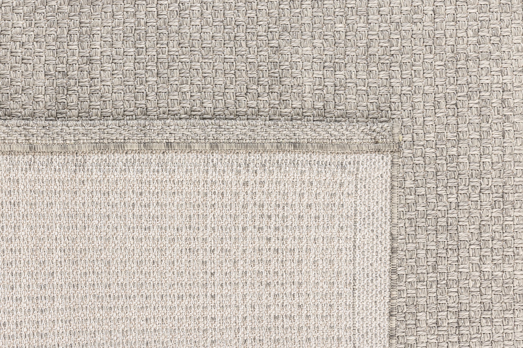 Santorini 115 Gri Hasır Görünümlü Uzun Kenarı Bordür Desenli Sisal Halı