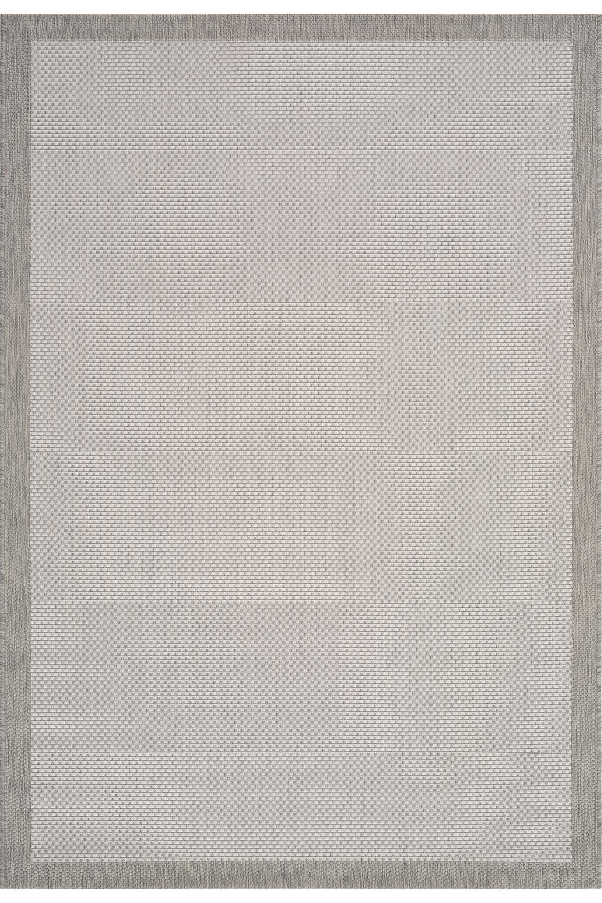 Santorini 120 Ekru Antrasit  Bordür Desenli Sisal Halı