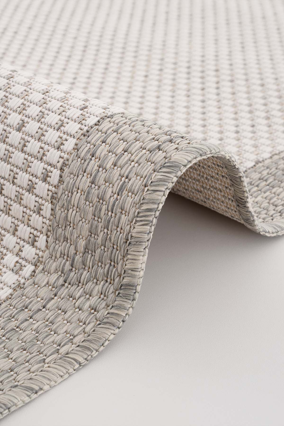 Santorini 120 Ekru Antrasit  Bordür Desenli Sisal Halı