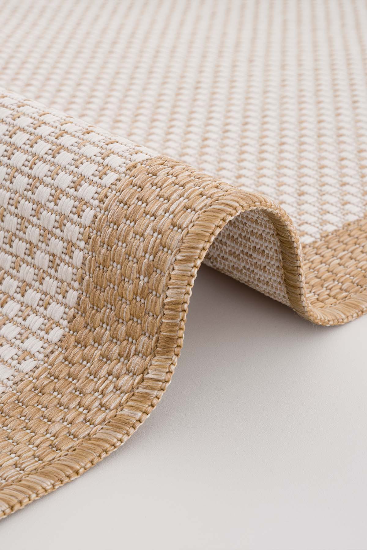 Santorini 120 Ekru Kahve Bordür Desenli Sisal Halı