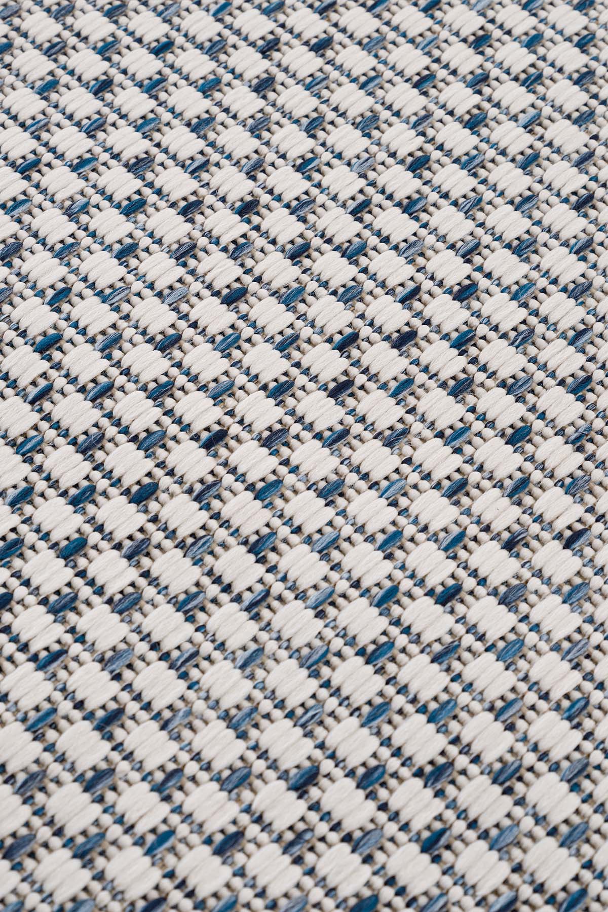 Santorini 120 Ekru Lacivert Bordür Desenli Sisal Halı