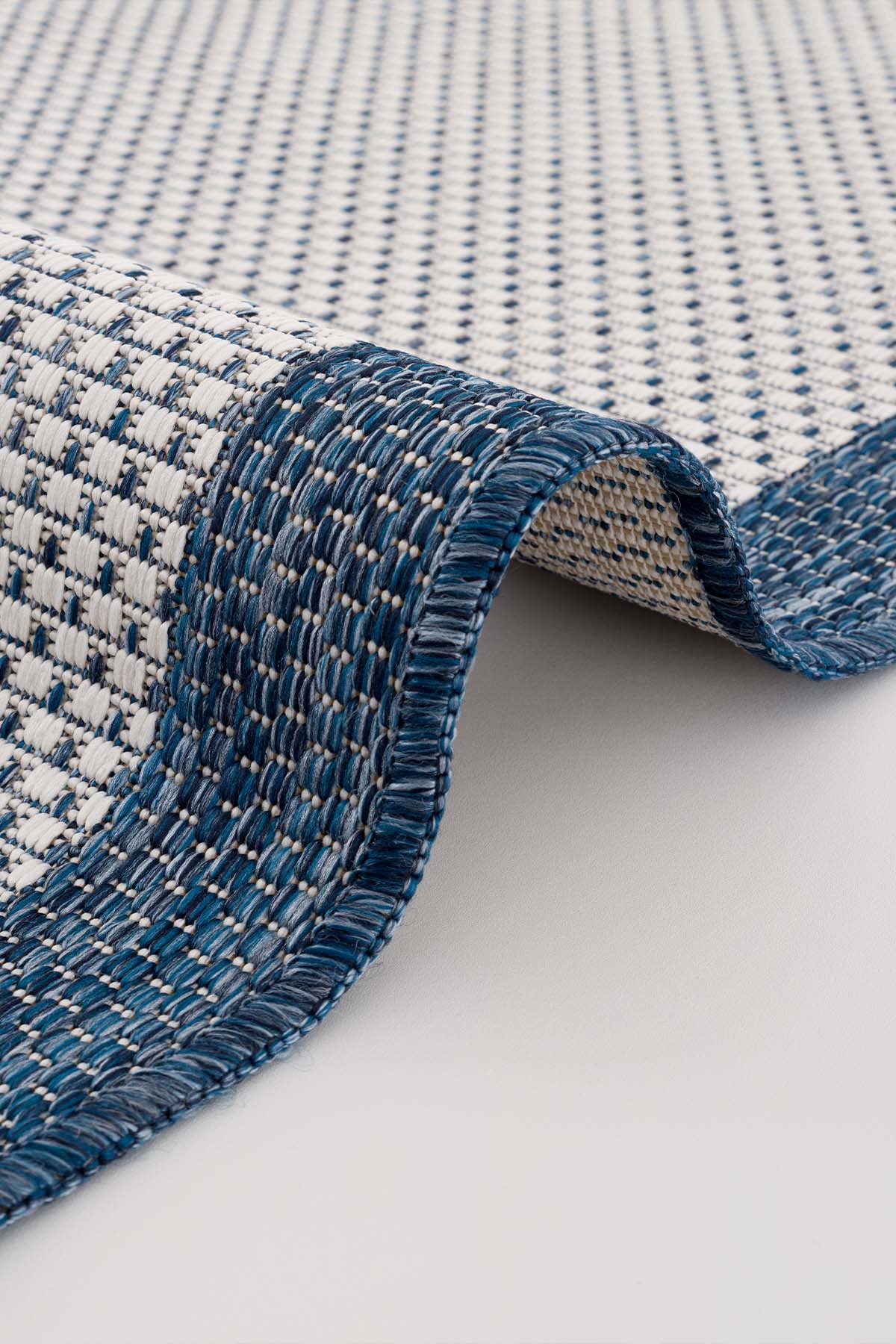 Santorini 120 Ekru Lacivert Bordür Desenli Sisal Halı