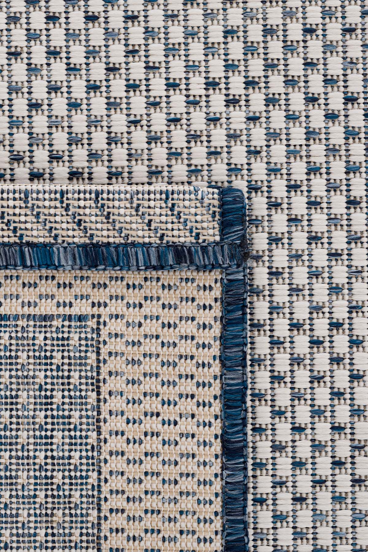Santorini 120 Ekru Lacivert Bordür Desenli Sisal Halı