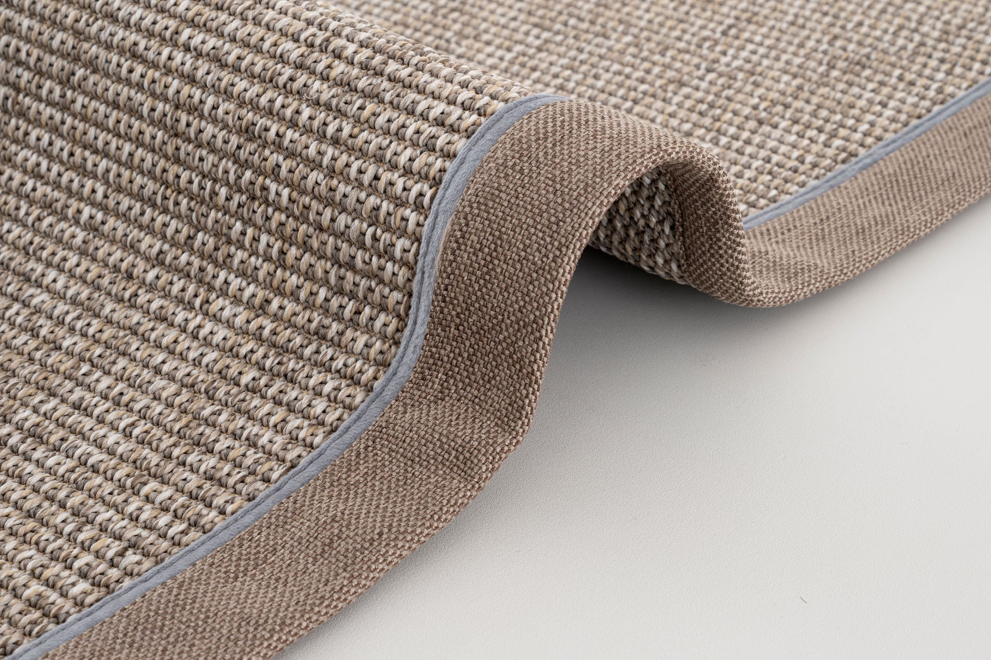 Verona 125 Bej Sisal Halı Vizon Mavi Çift Bordürlü