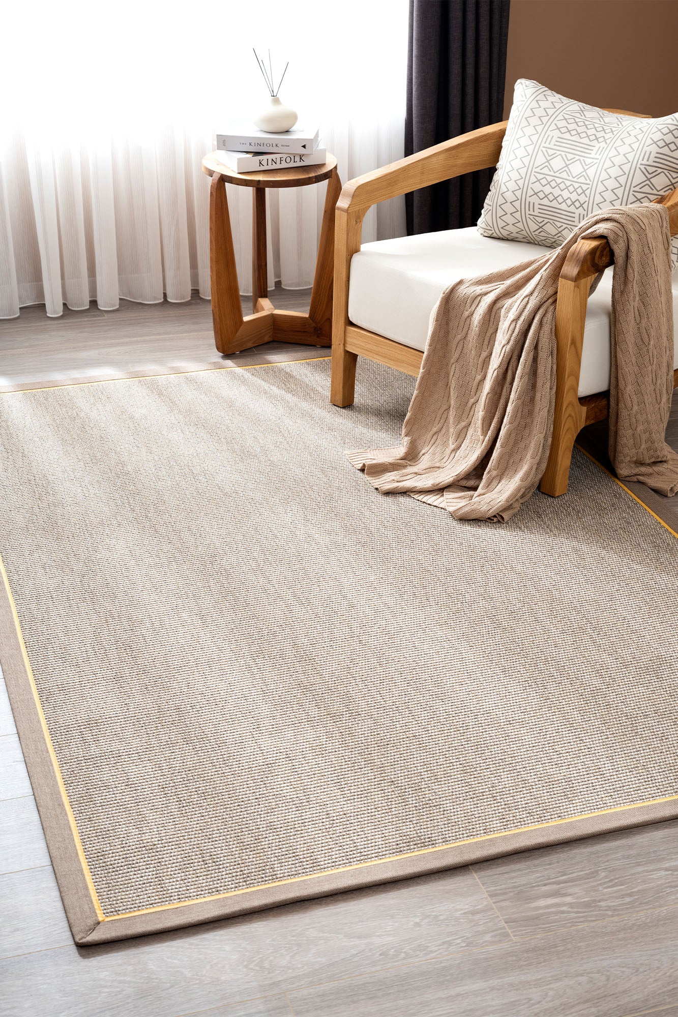 Verona 125 Bej Sisal Halı Vizon Sarı Çift Bordürlü