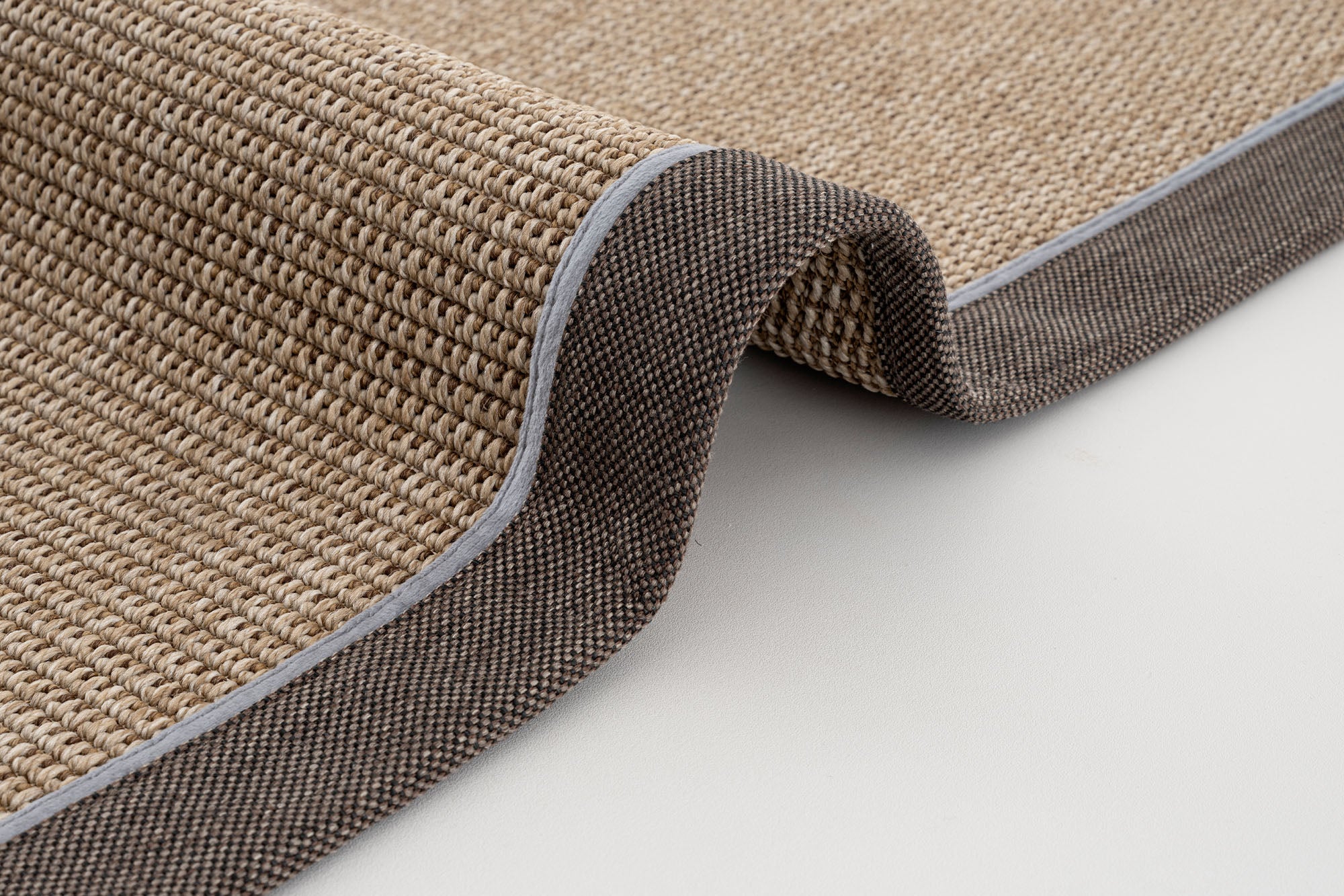 Verona 125 Kahve Sisal Halı Kahve Mavi Çift Bordürlü