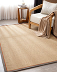 Verona 125 Kahve Sisal Halı Kahve Turuncu Çift Bordürlü