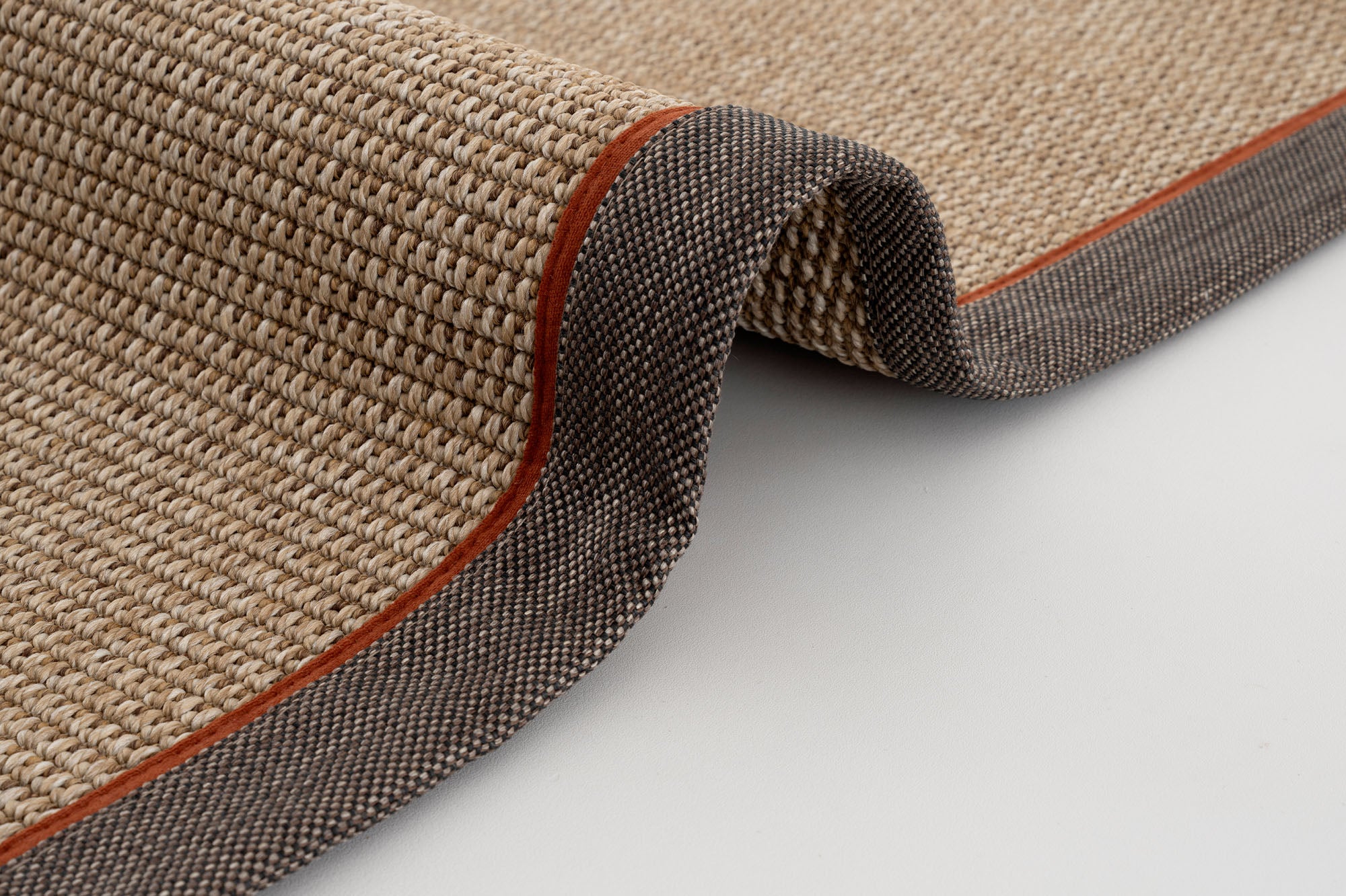 Verona 125 Kahve Sisal Halı Kahve Turuncu Çift Bordürlü