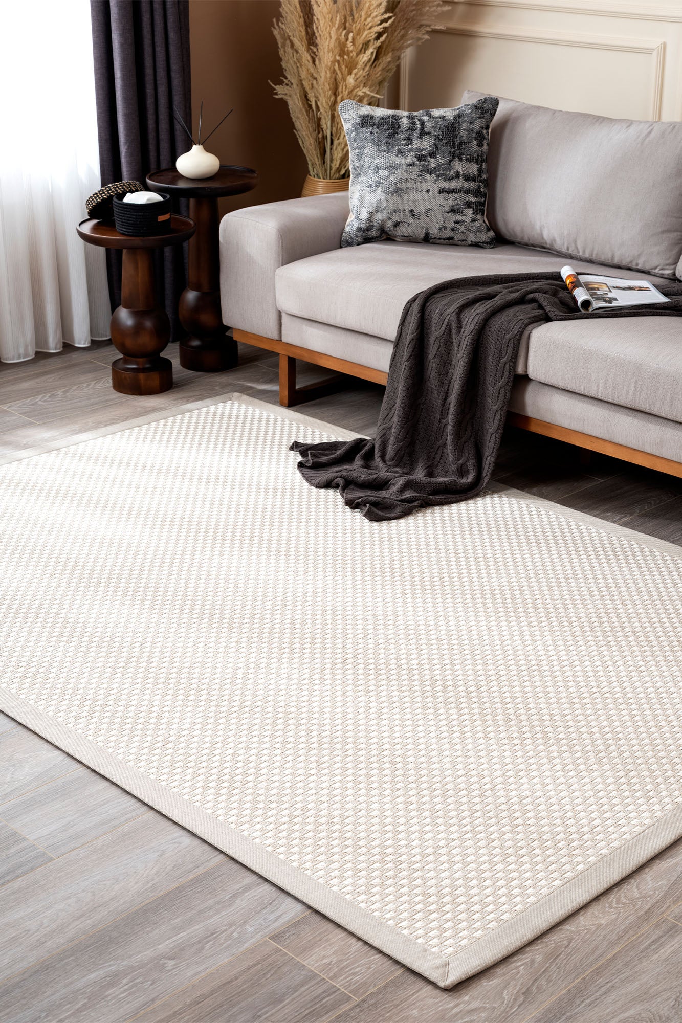 Verona 134 Krem Sisal Halı Krem Bordürlü