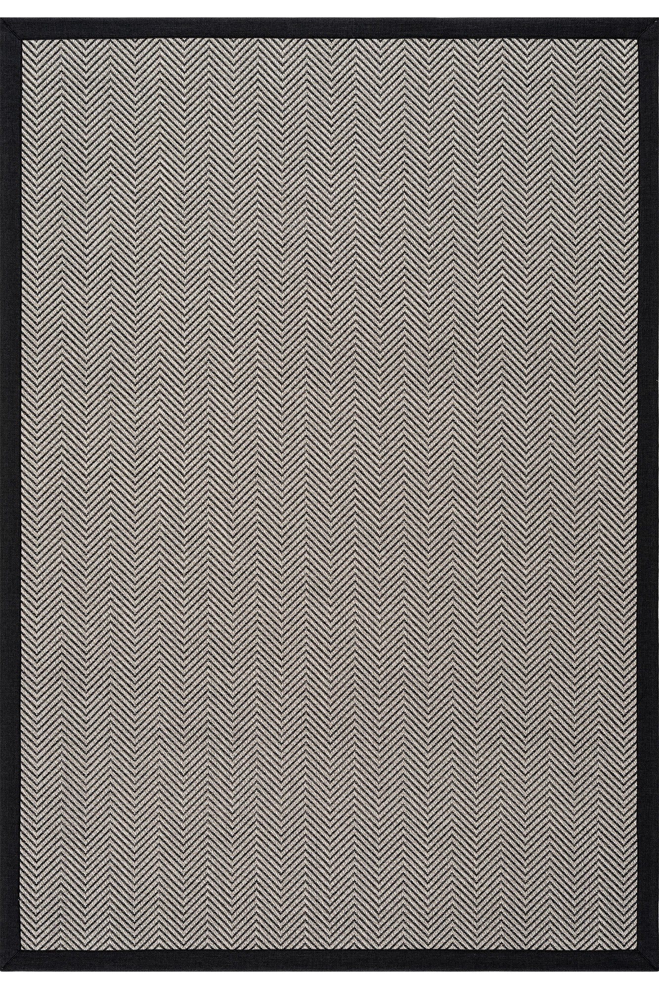 Verona 140 Krem Siyah Sisal Halı Siyah Bordürlü