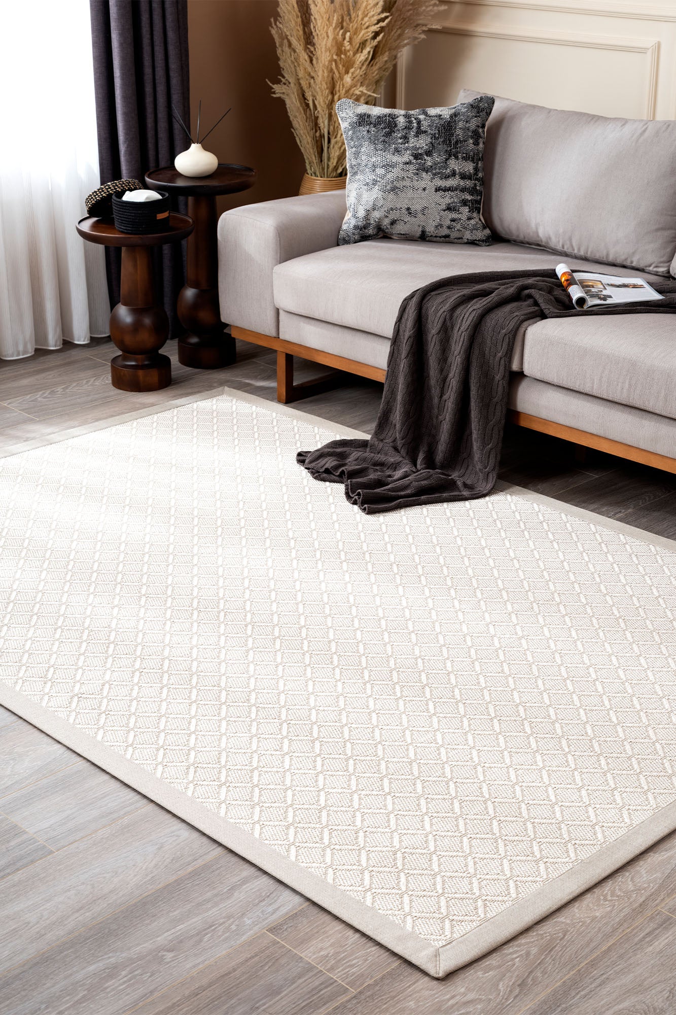 Verona 141 Krem Sisal Halı Krem Bordürlü