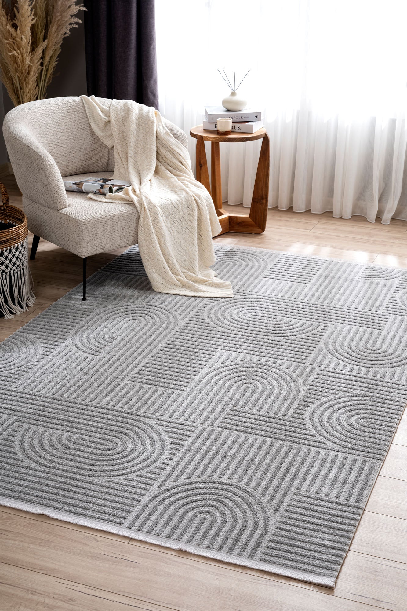 Aspen 159 Gri Modern Yumuşak Kesme Halı