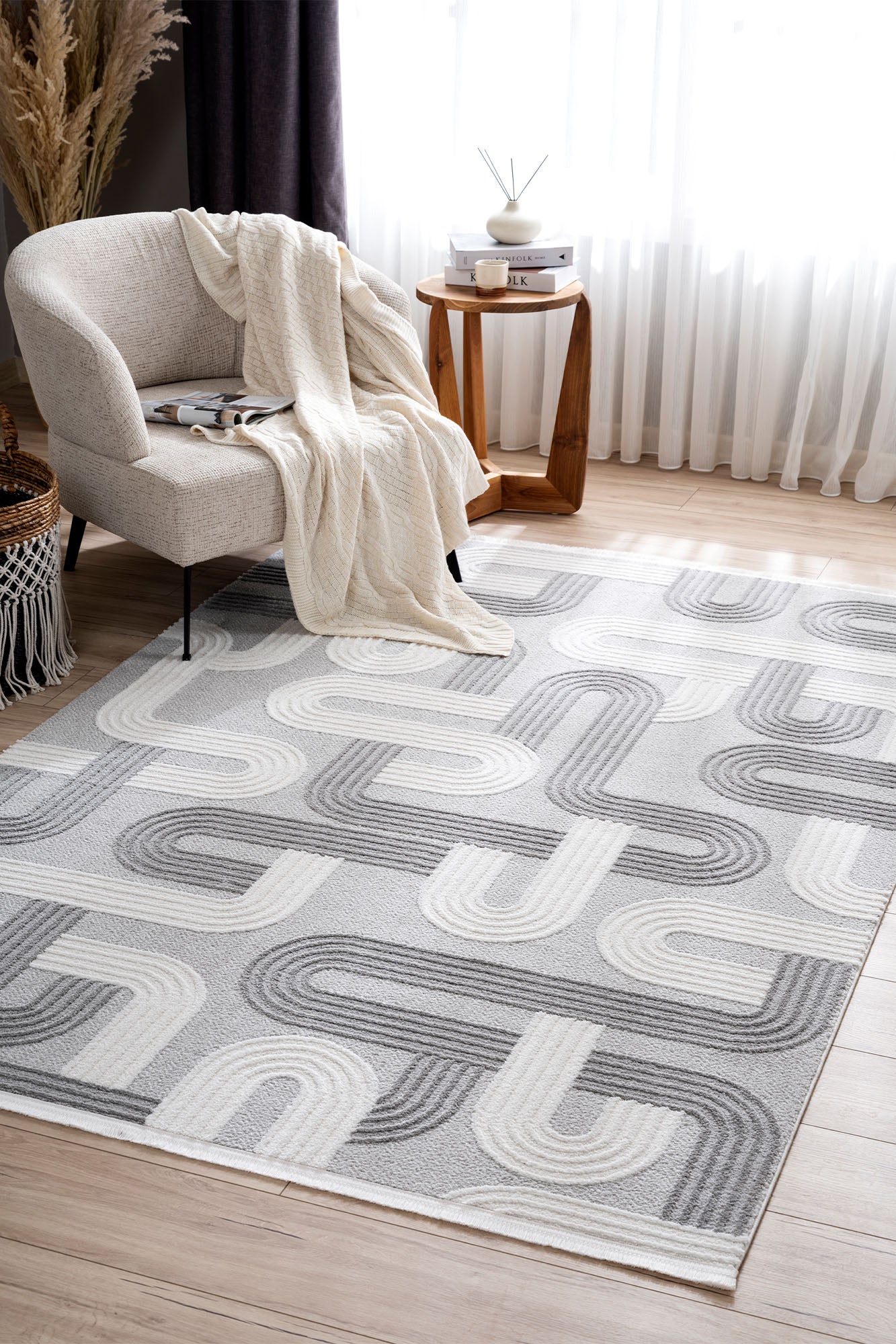 Aspen 161 Gri Modern Yumuşak Kesme Halı