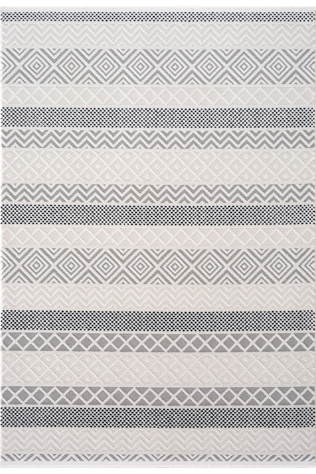 Aspen 164 Krem Siyah Modern Yumuşak Kesme Halı