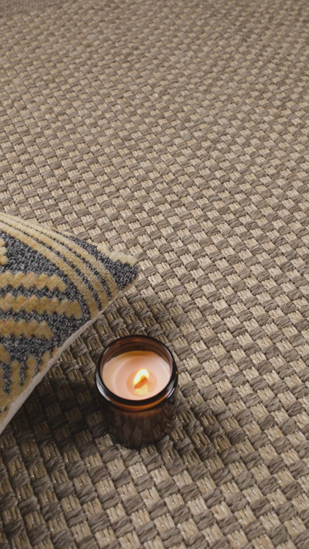 Santorini 115 Vizon Hasır Görünümlü Uzun Kenarı Bordür Desenli Sisal Halı